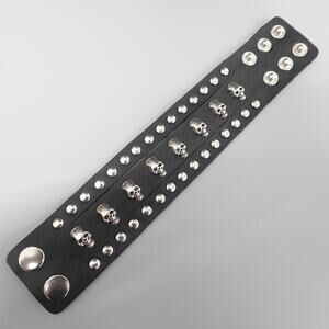 Black Leather Bracelet W/ Studs SL-11